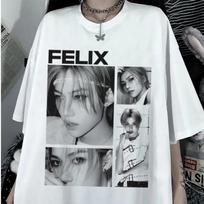 FELIX Stray Kids Kpop Dizaino Marškinėliai Unisex Trumpomis Rankovėmis S-5XL M gray