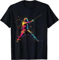 Retro Hema Ilgasis Kardas Eskizas Fechtavimas Marškinėliai Vintage Fechtuotojas Sportinis Apranga Dovana Unisex Laisvalaikio Marškiniai Viršutiniai Drabužiai XL black