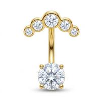 5 Pcs Shiny Rhinestones Belly Button Rings Curved Heart Dangle Navel Piercing Body Jewelry for Vacation Wear A3 beige