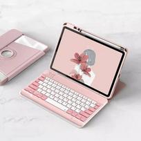 Klaviatūros dėklas su pieštuko vieta, skirtas Samsung Galaxy Tab A11 Plus 11  S11 X730 S9 S7 S8 A9 Plus S10 Lite, besisukantis dangtelis Funda Tab A11 Plus 11&Italian rožinė