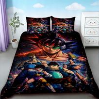 Kids Cartoon Dragon Ball Duvet Cover Goku Bedding Set Soft and Comfortable for Bedroom Decor Queen King Size Gifts EU Single 135*200cm/53x79in 3pcs black