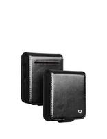 QIALINO natūralios odos dėklas-piniginė Samsung Galaxy Z Flip 8 7 6 5 Flip8 Flip7 Flip6 Flip5 5G, pagamintas iš aukščiausios kokybės karvės odos Galaxy Z Flip5 juoda