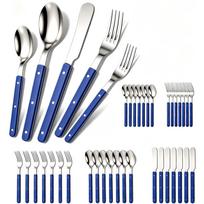 40Pcs Acrylic Handle Knife Fork Spoon Set Stainless Steels Dinner Cutlery Set Western Dinnerware Home Kitchen Flatware mėlyna