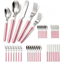 40Pcs Acrylic Handle Knife Fork Spoon Set Stainless Steels Dinner Cutlery Set Western Dinnerware Home Kitchen Flatware rožinė