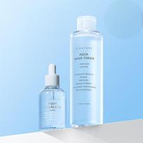 S.NATURE Aqua Squalane Serum 70ml and Aqua Oasis Toner 210ml 2 Piece Hydrating Pore Care Set white