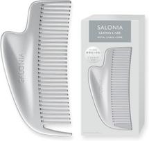 SALONIA Glossy Care Metal Gua Sha Comb (Silver) white