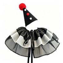 Layered Collar Costume Accessory Set with Pointed Hat for Halloween Party Tables, Stage Styling, and Photo Looks black
