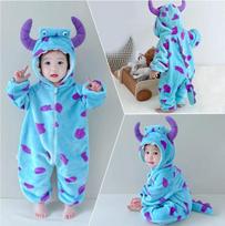 Vaikams Sully vieno gabalo pižama flanelė vaikams Kigurumi vieno gabalo pižama Helovino Cosplay kostiumas 73cm mėlyna