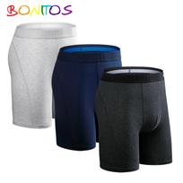 BONITOS 3Vnt Ilgos Vienspalvės Vyriškos apatinės kelnaitės Medvilniniai Boksai Patogūs Vyriški apatiniai XL gray