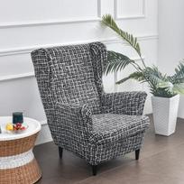 Geometrinis sparnuoto krėslo užvalkalas Elastingi fotelio užvalkalai Skandinaviški nuimami atsipalaidavimo sofos užvalkalai Spausdintas nuožulnus karališko atlošo krėslo užvalkalas gray