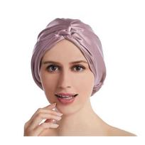 100 šilkinių šilko turbanų dangtelių moterims, susukta nakties kepuraitė 19 Momme gryno šilko plaukų apvyniojimo kepuraitė garbanotoms moterims free size beige