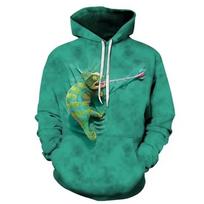 Chameleonas Driežas Hoodie Gyvūnų 3D Spaudiniai Vyrai Moteriški Gatvės Apranga Megztiniai Negabaritinis megztinis su gobtuvu Megztiniai Vaikiški Viršutiniai Drabužiai S blue
