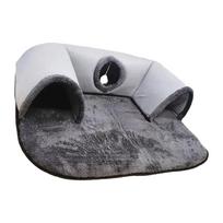 Interaktyvus U formos katės žaidimų tunelis, poliesterio audinys, sulankstomas dizainas, skirtas kačių tyrinėjimams, pramogoms patalpose. 55*75cm gray