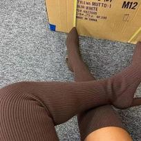 Moteriški aukšti batai Rudens Žiemos Virš kelių Batai Aukštos kokybės Tamprios kojinės Batai Vakarėliui Seksualūs 9 cm Kulnas Moteriški batai Botas Mujer 39 gray