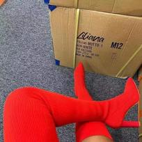 Moteriški aukšti batai Rudens Žiemos Virš kelių Batai Aukštos kokybės Tamprios kojinės Batai Vakarėliui Seksualūs 9 cm Kulnas Moteriški batai Botas Mujer 39 gray
