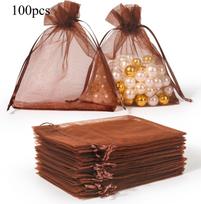 100pcs/lot Organza Drawstring Bags 7x9 9x12 13x18 15x20  Small Gift Pouches for Wedding Jewelry Party Decoration Packaging 5cmx7cm&100pcs