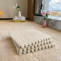 10Pcs Soft Plush Puzzle Carpet Play Mat 30*30*1CM Room Warm Playmat Interlocking Exercise Tiles Fluffy Area Decoration Mat Rug 10Pcs kupranugaris