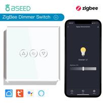 BSEED Zigbee Dimmer Touch Switches Wall Dimmers Tuya Smart Life Alexa Control Plus Normal EU Socket  Type-c USB Ports White blue