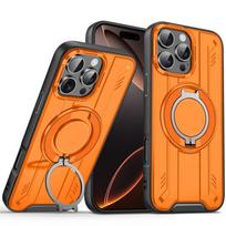 360° metalinis žiedas Stovas Magnetinis dėklas IPhone 16 14 11 13 12 15 Pro Max Plus Magsafe Belaidžio įkrovimo Šarvuotas Anti-fall Dangtelis For iphone 15Pro Max oranžinė