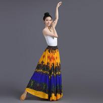 720 Degree Women's bullfighting Flamenco dance Skirts classical ethnic dance characteristic printed performance large skirt Length 85cm orange