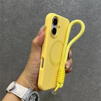 Skysto silikono dirželis su dėklu Magsafe, skirtas iPhone 17 Pro 16 15 14 13 12 11 Pro Max, mikropluošto pamušalas, belaidžio įkrovimo apyrankės dangtelis For iphone 14 yellow