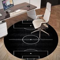 1pc Soccer Field Pattern Office Round Rugs, Under Chair Round Rugs for Living Room, Bedroom, Bathroom Decoration Carpet 091870 120cm by 120cm brown