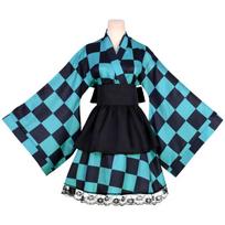 Anime Demon Slayer Kimono Tarnaitės Suknelės Kamado Nezuko Cosplay Kostiumas Japoniški Kimono Moterims Lolita Suknelė Helovino Šventės Dovanos XXL blue