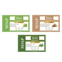 Multani Naturals Neem Tulsi Sandalwood Aloe Vera Muilas 3 vnt. pakuotė Po 125 g Žolinis vonios muilas visų tipų odai beige