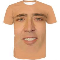 Smagus Nicholas Cage veido raštas Vyriški marškinėliai Vyriški marškinėliai 3D Humoringas ir įdomus spaudinys Madingas šaunus jaunatviškas stilius Viršus. S brown