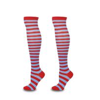 Bulk Striped Thigh-High Stockings Women's Japanese Style Christmas Halloween Party Over-the-Knee Socks One Size gray