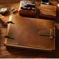 Genuine Cowhide Leather Sketchbook Custom Printed Cover Journal Notebook Drawing Book Bulk Stationery Supplier (as the picture,100 Pages) black