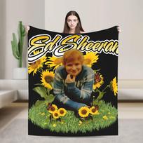 Ed Sheeran turo flanelinis pledas Minkštas šiltas pledas sofai lovai iškylai Spausdintas lovatiesė Sofos lovos užvalkalas Size: 75*100cm, Weight: 230 GSM yellow