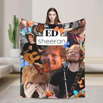 Ed Sheeran turo flanelinis pledas Minkštas šiltas pledas sofai lovai iškylai Spausdintas lovatiesė Sofos lovos užvalkalas Size: 75*100cm, Weight: 230 GSM black