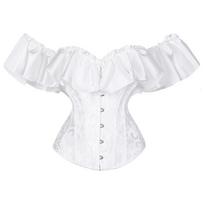 Moteriški Vintažiniai Atvirų Pečių Korsetai Bustier Raišiojami Su Kauliukais Virš Krūtinės Korsetai Renesansiniai Korsetai Viršutiniai Drabužiai XS balta