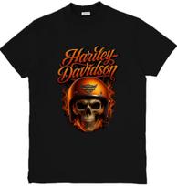 Harley-Davidson įkvėptas grafinis unisex marškinėlis su erelio ir kaukolės grafika S-3XL L black