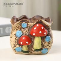 Hand Painted Coarse Ceramic Planter, Bisque Succulent Pot with Hole for Aged Plant, Desktop Bonsai Decor
