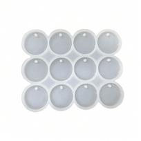 DIY Epoxy Mould 12 Holes Round Keychain Silicone Mould Home Jewelry Mould 1pc white