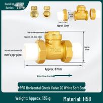 Brass Check Valve: PPR 20 4-point, 25 6-point, 1 inch 32 Hot Melt Horizontal One-way Anti-backflow Water Pipe. White Pipe Horizontal Type with Soft Seal