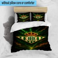 3PCS Football Betis Crest Lightning Bedding Set,Including 1pc Duvet Cover And 2pcs Pillowcases Perfect for Bedroom, Dormitory, Fan Christmas gift 140cm*210cm