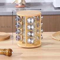 Bamboo Rotatable Kitchen Spice Rack Organizer