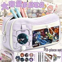 Demon Slayer Pencil Case: Shinobu & Nezuko Design, Large Capacity Stationery Bag for Students