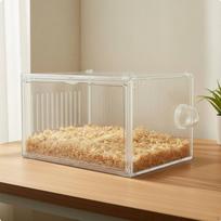 Acrylic Hamster Cage Panoramic Clear Design Breeding Enclosure Transparent Basic Transparent_Basic beige