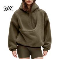 Šuns maišelis su gobtuvu moterims, augintinio nešioklė su gobtuvu, oversized su kengūros katės maišeliu, vilnos megztinis viršus S gelsvai ruda