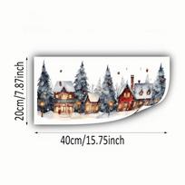 Atsparūs vandeniui Kalėdų kaimelio langų lipdukai Sniego kaimelio lipdukai Žiemos namų dekoras Christmas Village gray