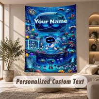 Astro Bot Tapestry, Personalized Custom Text, Wall Hanging Tapestry For Living Room Home Wall Decor 100cmx150cm