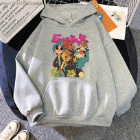 „Gorillaz Rock Band“ animacinių filmų spauda Unisex/Moteriškas medvilninis gobtuvas Kasdienis negabaritinis megztinis Populiarūs megztiniai, madingi unisex drabužiai XL gray