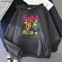 „Gorillaz Rock Band“ animacinių filmų spauda Unisex/Moteriškas medvilninis gobtuvas Kasdienis negabaritinis megztinis Populiarūs megztiniai, madingi unisex drabužiai XL gray