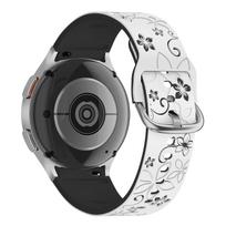 Silikoninė apyrankė Samsung Galaxy Watch 7 6 5 4 FE 44mm 40mm / 5 Pro Sport Correa Graviruota Galaxy Watch6 Classic 43mm 47mm apyrankė Galaxy Watch 7 40mm balta