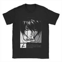 Death Note L Lawliet Vyriški marškinėliai Juokingi marškinėliai Trumpomis rankovėmis Apvalia apykakle Medvilniniai Klasikiniai drabužiai M juoda