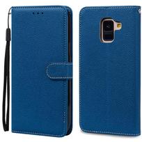 A8 Plus dėklas Samsung Galaxy A8 2018 dėklui A530F SM-A530F Piniginė Flip odinis dėklas Samsung A8 Plus 2018 A8+ A730F dangteliui A8 2018 A530F tamsiai mėlyna spalva